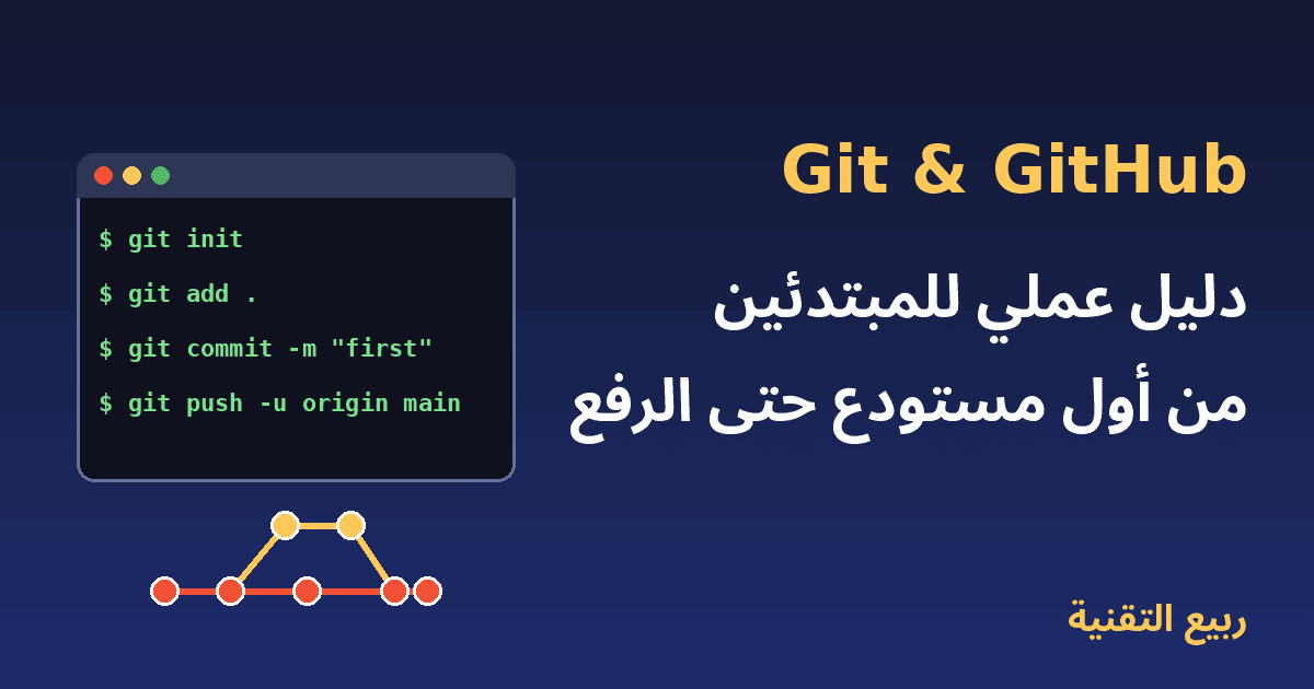 دليل Git وGitHub للمبتدئين - أوامر Git الأساسية ورفع المشروع على GitHub