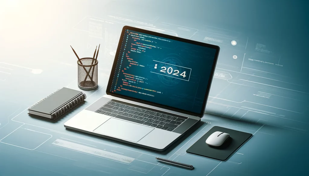 صورة لأفضل لابتوبات البرمجة لعام 2024 مع مبرمج يعمل عليها.