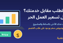 لابتوب برسم بياني وعملة وبطاقة سعر - دليل تسعير العمل الحر - ربيع التقنية