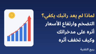 رسم بياني لأسعار متصاعدة مع عنوان التضخم وارتفاع الأسعار من ربيع التقنية