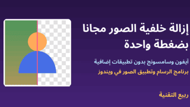 صورة نصفها بخلفية ونصفها بخلفية شفافة توضح إزالة خلفية الصور مجانًا - ربيع التقنية