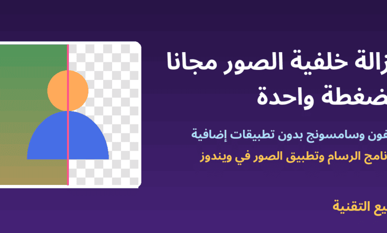 صورة نصفها بخلفية ونصفها بخلفية شفافة توضح إزالة خلفية الصور مجانًا - ربيع التقنية