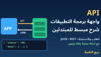 رسم توضيحي لتطبيق يرسل طلب GET إلى خادم ويستقبل استجابة JSON عبر API - ربيع التقنية
